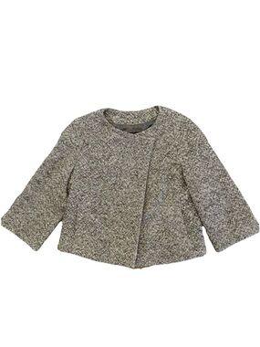 Banana Republic Gray Tweed Moto Blazer Jacket Wool Blend Career Swing Small